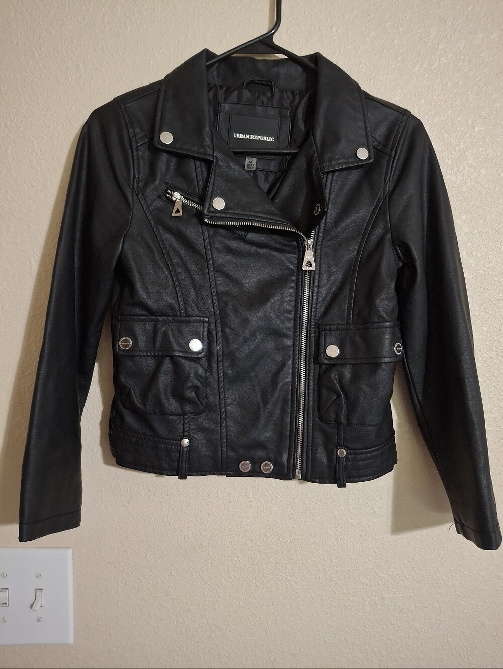 Urban Republic Women's Black Faux Leather Moto Jacket